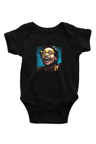 Wiz Khalifa Baskılı Unisex Siyah Bebek Body - Zıbın