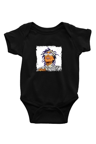 Wiz Khalifa Baskılı Unisex Siyah Bebek Body - Zıbın
