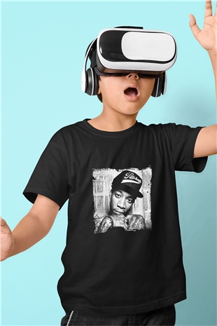 Wiz Khalifa Baskılı Unisex Siyah Çocuk Tişört