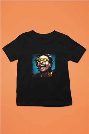 Wiz Khalifa Baskılı Unisex Siyah Çocuk Tişört