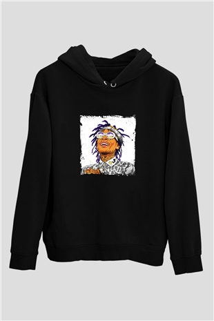 Wiz Khalifa Baskılı Unisex Siyah Hoodie