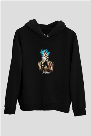 Wiz Khalifa Baskılı Unisex Siyah Hoodie