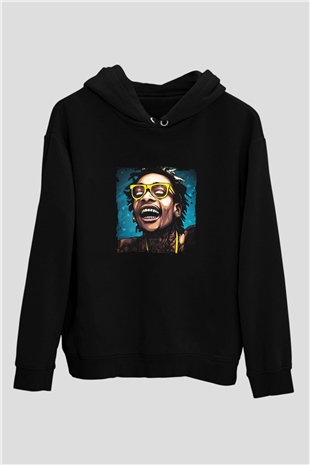 Wiz Khalifa Baskılı Unisex Siyah Hoodie