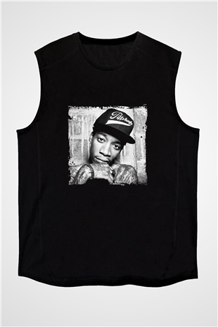 Wiz Khalifa Baskılı Unisex Siyah Kolsuz Tişört