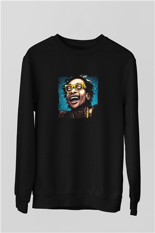 Wiz Khalifa Baskılı Unisex Siyah Sweatshirt