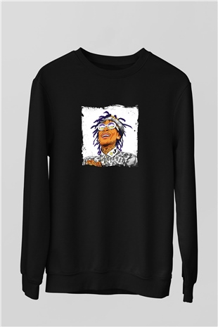Wiz Khalifa Baskılı Unisex Siyah Sweatshirt