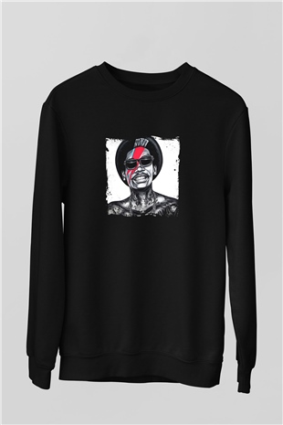 Wiz Khalifa Baskılı Unisex Siyah Sweatshirt