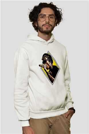 Wiz Khalifa Beyaz Unisex Kapüşonlu Sweatshirt