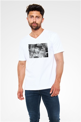 Wiz Khalifa Beyaz Unisex V Yaka Tişört