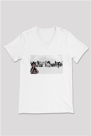Wiz Khalifa Beyaz Unisex V Yaka Tişört