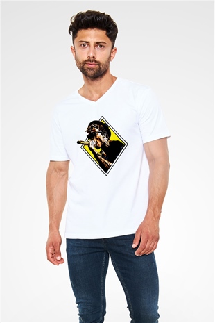 Wiz Khalifa Beyaz Unisex V Yaka Tişört