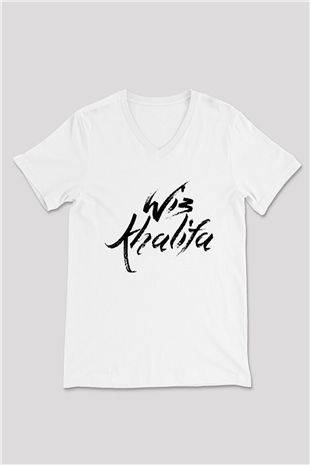 Wiz Khalifa Beyaz Unisex V Yaka Tişört T-Shirt
