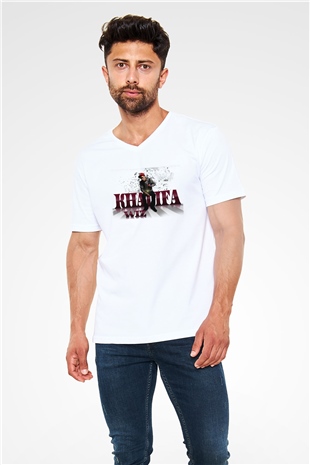 Wiz Khalifa Beyaz Unisex V Yaka Tişört T-Shirt