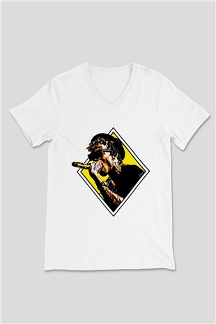 Wiz Khalifa Beyaz Unisex V Yaka Tişört