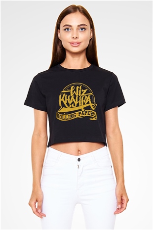 Wiz Khalifa Siyah Crop Top Tişört