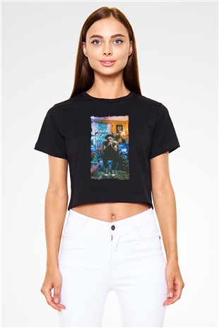 Wiz Khalifa Siyah  Crop Top Tişört