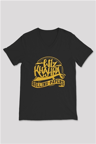 Wiz Khalifa Siyah Unisex V Yaka Tişört T-Shirt