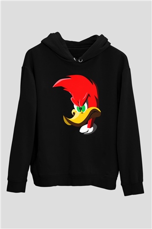 Woody Woodpecker Siyah Unisex Hoodie