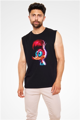 Woody Woodpecker Siyah Unisex Kolsuz Tişört
