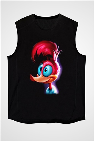 Woody Woodpecker Siyah Unisex Kolsuz Tişört