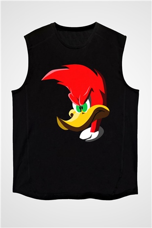 Woody Woodpecker Siyah Unisex  Kolsuz Tişört
