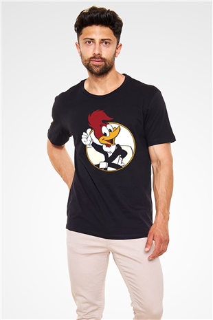 Woody Woodpecker Siyah Unisex Tişört