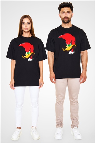 Woody Woodpecker Siyah Oversize Tişört
