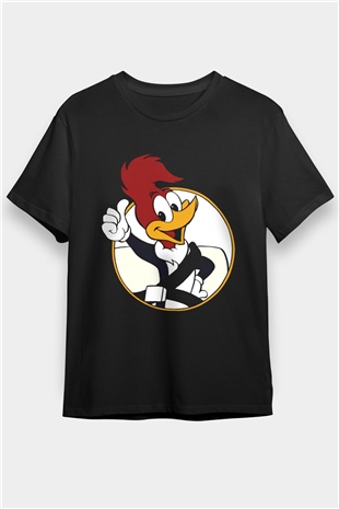 Woody Woodpecker Siyah Unisex Tişört