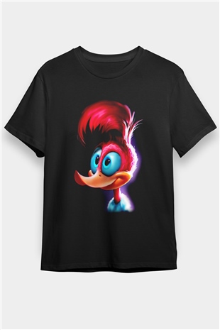 Woody Woodpecker Siyah Unisex Tişört