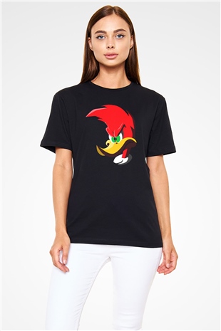 Woody Woodpecker Siyah Unisex Tişört