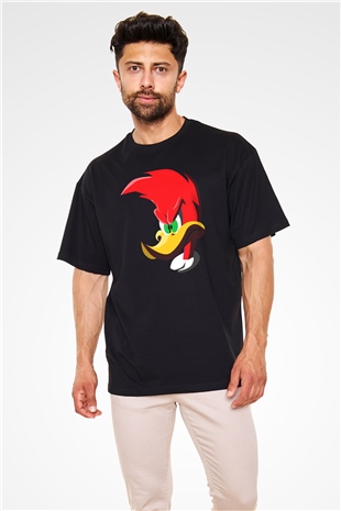 Woody Woodpecker Siyah Oversize Tişört