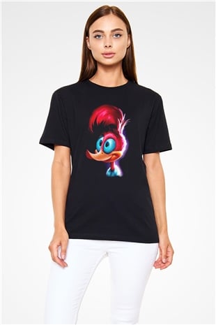 Woody Woodpecker Siyah Unisex Tişört