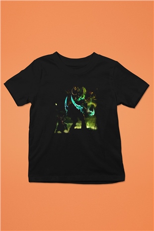 World of Warcraft Baskılı Siyah Unisex Çocuk Tişört