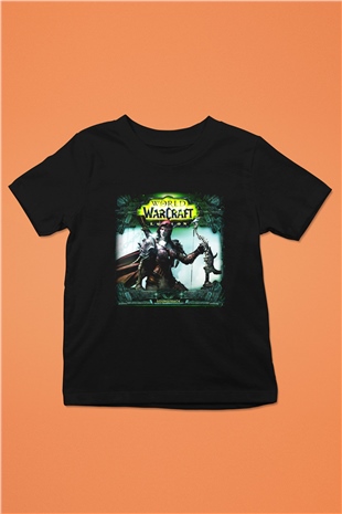 World of Warcraft Baskılı Siyah Unisex Çocuk Tişört