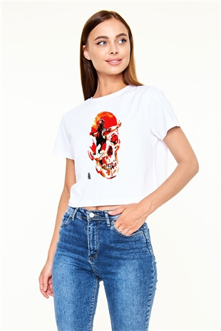 WrestleMania Beyaz   Crop Top Tişört