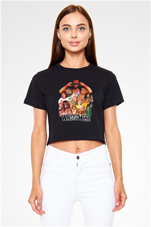 WrestleMania Siyah   Crop Top Tişört
