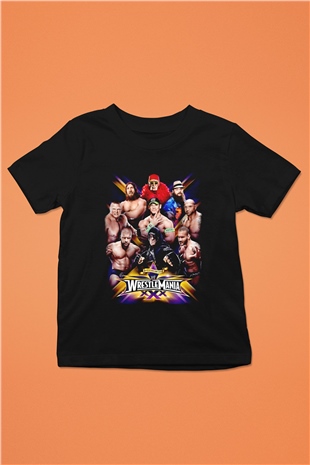 WrestleMania Siyah Unisex  Çocuk Tişört
