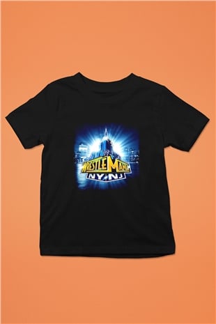 WrestleMania Siyah Unisex  Çocuk Tişört