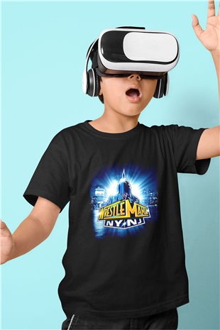 WrestleMania Siyah Unisex  Çocuk Tişört