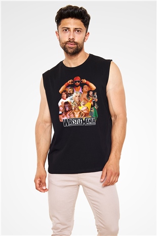 WrestleMania Siyah Unisex  Kolsuz Tişört