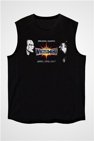 WrestleMania Siyah Unisex  Kolsuz Tişört