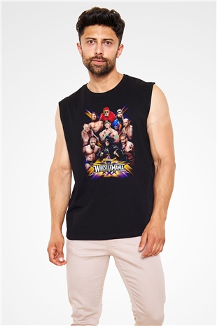WrestleMania Siyah Unisex  Kolsuz Tişört