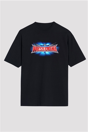 WrestleMania Siyah Unisex Oversize Tişört
