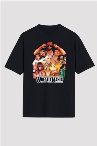 WrestleMania Siyah Oversize Tişört