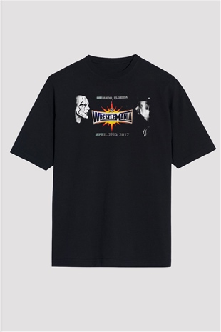 WrestleMania Siyah Oversize Tişört