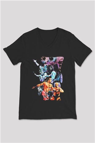 WrestleMania Siyah Unisex V Yaka Tişört