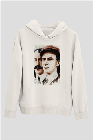 Wright Kardeşler Baskılı Unisex Ekru Hoodie