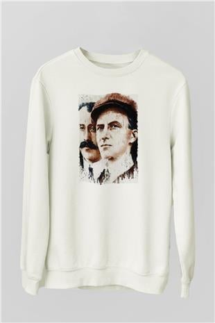 Wright Kardeşler Baskılı Unisex Ekru Sweatshirt