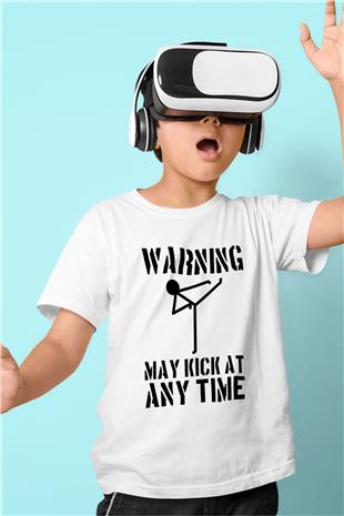 Wushu Baskılı Unisex Beyaz Çocuk Tişört - Tshirt