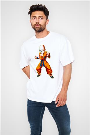 Wushu Baskılı Unisex Beyaz Oversize Tişört - Tshirt